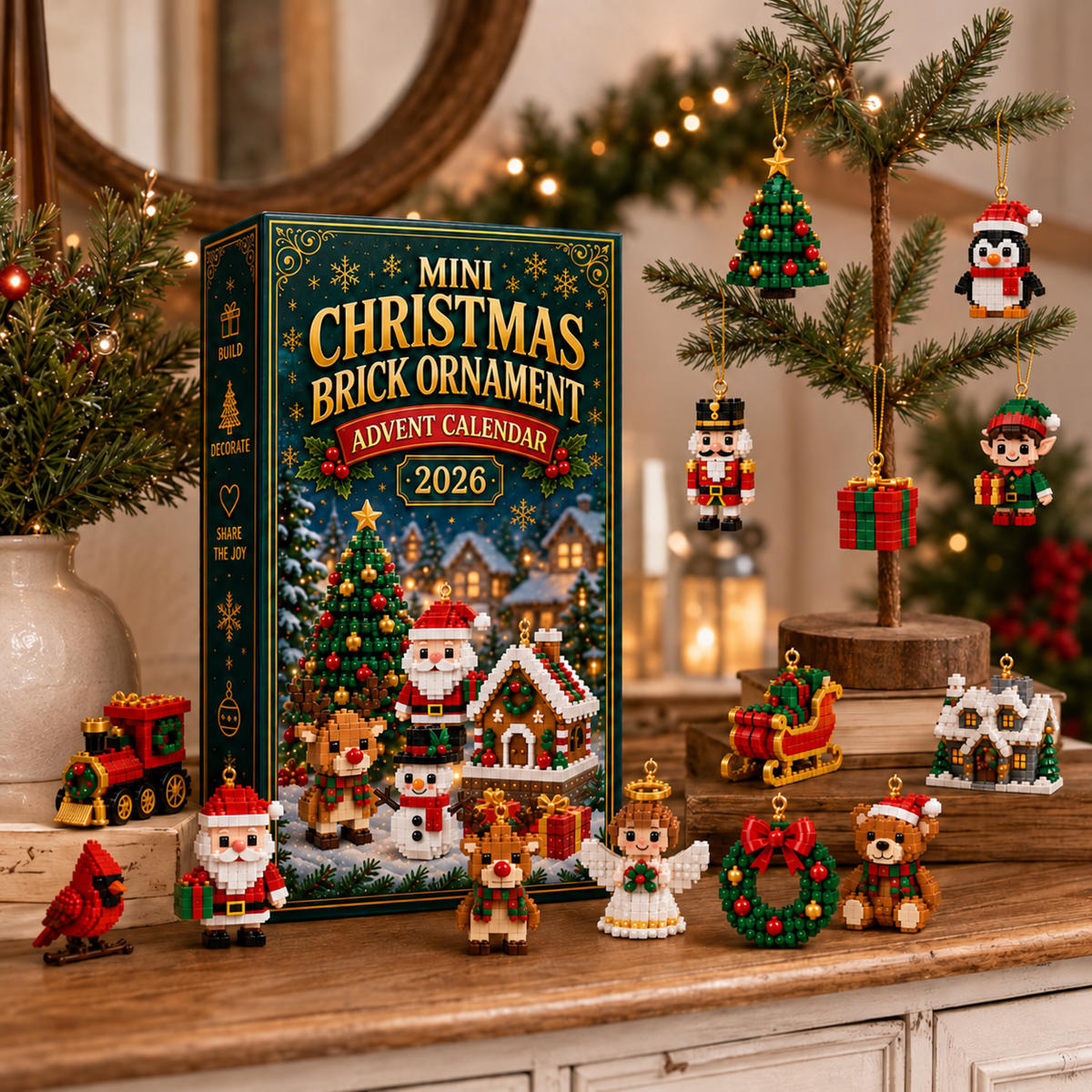 ⏳ Last day to save 49% – Billhol®🍪 24-Day Mini Christmas Ornament Advent Calendar | 24 unique festive buildable designs with hanging loops—perfect for decorating Christmas trees, wreaths, and holiday displays 🧱