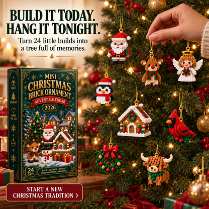 ⏳ Last day to save 49% – Billhol®🍪 24-Day Mini Christmas Ornament Advent Calendar | 24 unique festive buildable designs with hanging loops—perfect for decorating Christmas trees, wreaths, and holiday displays 🧱